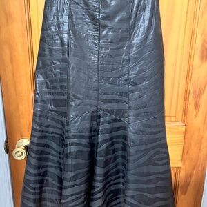 Jacques Patou Paris Vintage Leather Zebra Print Mermaid Skirt